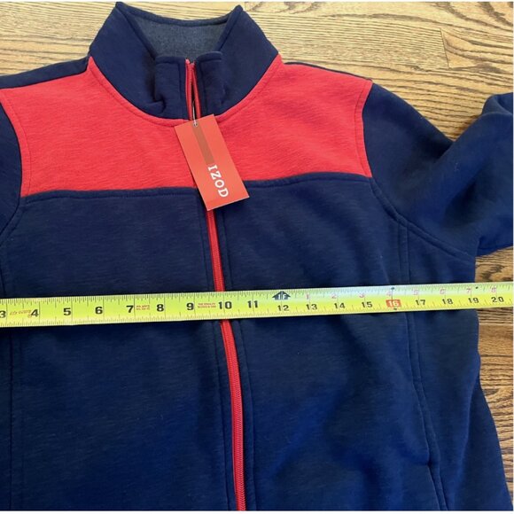 New with Tags Izod Zip Fleece Jacket Women’s Size Medium Red Navy Blue - Picture 4 of 6